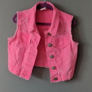 Hot Pink Bedazzled Denim Vest